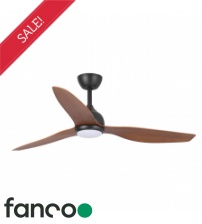 Fanco Eco Style 3 Blade 52" DC Ceiling Fan with Remote & LED Light Control in Black & Koa